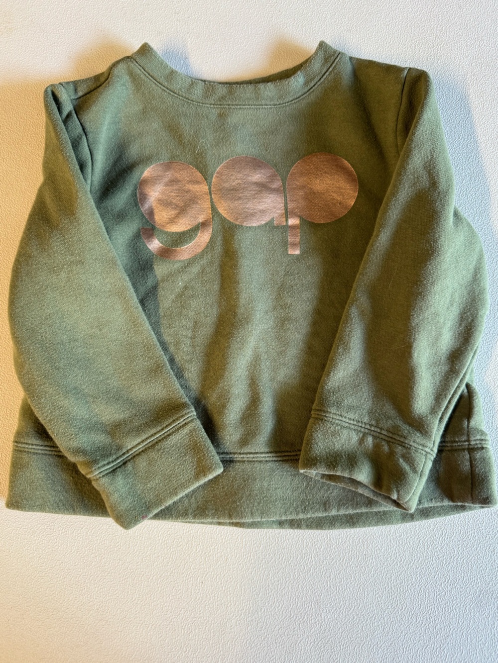 GAP Olive Green Sweatshirt with Rose Gold Logo